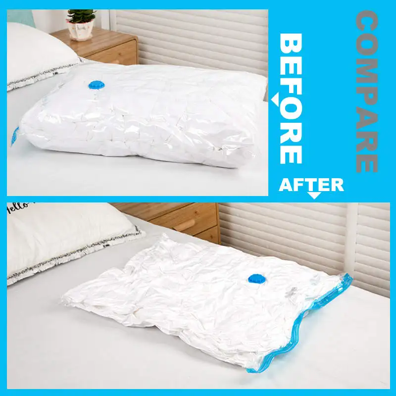 5PCS/LOT Vacuum Bag For Clothes Quilt Under Bed Storage Underbed Wardrobe Foldable Transparent Air Pump Compressed Bags | Дом и сад