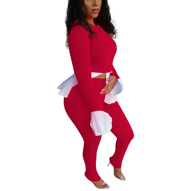 Женский Повседневный шифоновый костюм комплект из двух предметов Топ с длинным