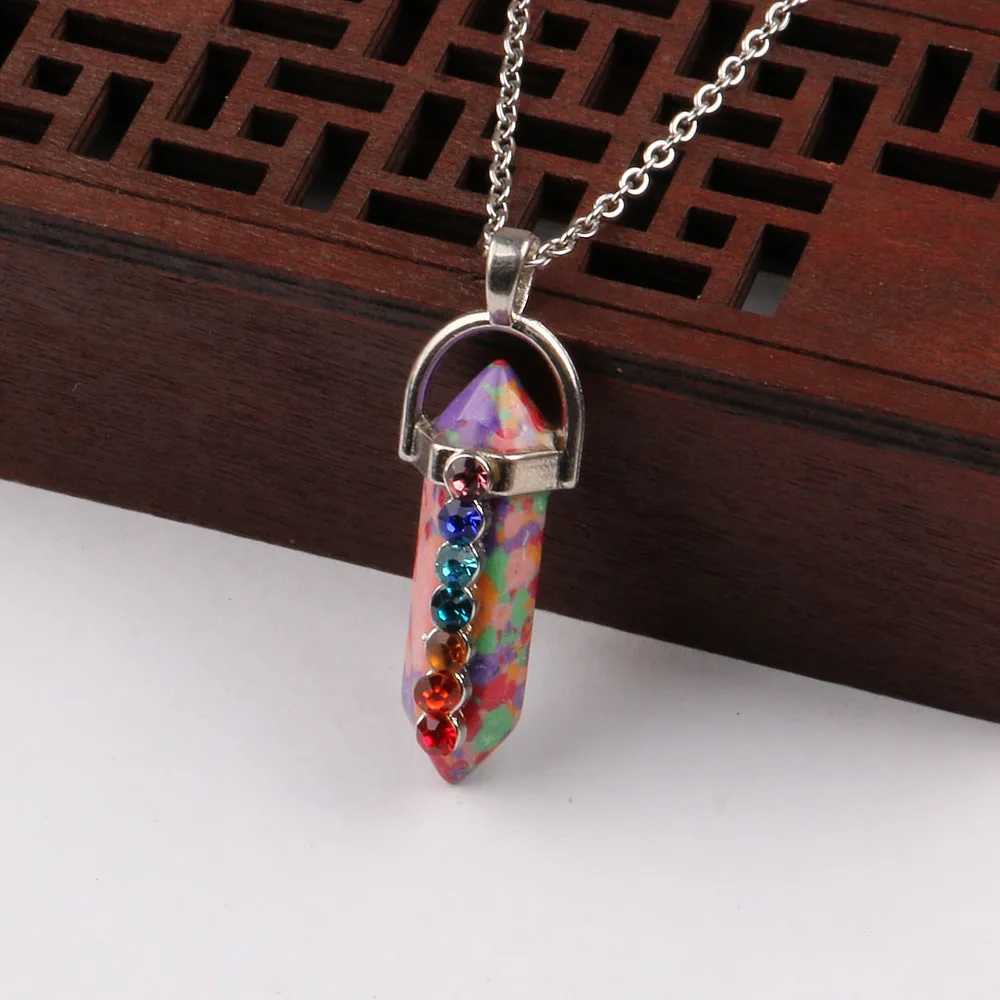 Натуральный камень шестиугольный опал кулон бутик семь чакр мощный ожерелье