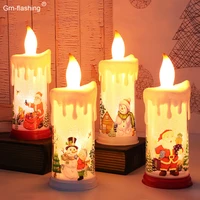 led christmas candle lights battery power santa claus snowman table night light for home living room kitchen holiday decoration