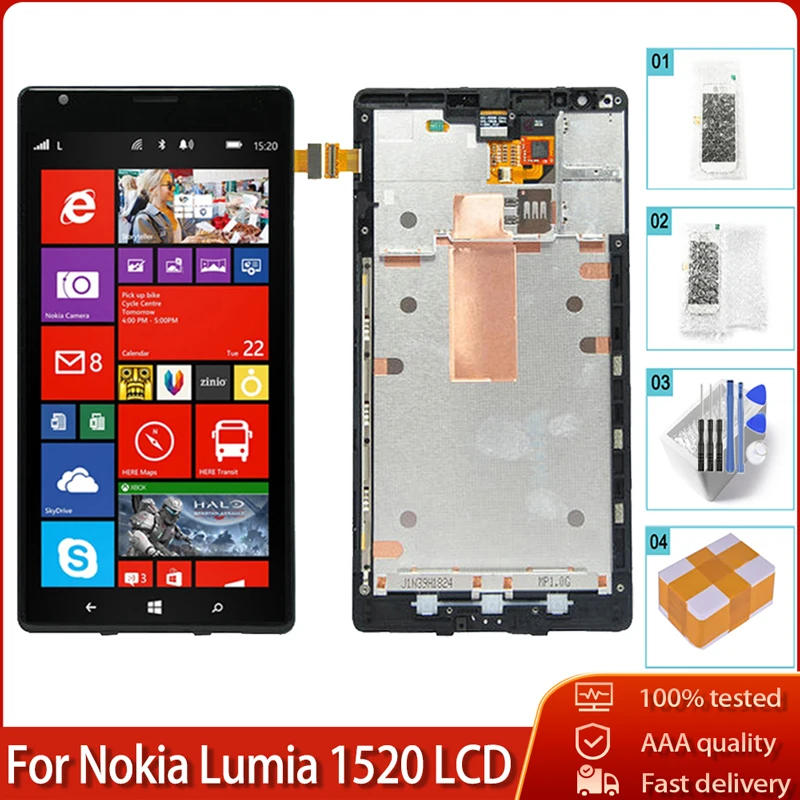 ЖК дисплей 6 0 дюйма для Nokia Lumia 1520 сенсорный экран с рамкой дигитайзер замена в