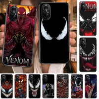 marvel venomel clear phone case for huawei honor 20 10 9 8a 7 5t x pro lite 5g black etui coque hoesjes comic fash design