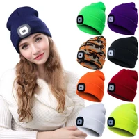 80 hot sales%ef%bc%81%ef%bc%81%ef%bc%81unisex outdoor cycling hiking led light knitted hat winter elastic beanie cap