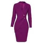 Повседневное однобортное платье-блейзер с отложным воротником и длинным рукавом, черное, Фиолетовое Женское офисное платье, элегантное облегающее платье для женщин, 2020