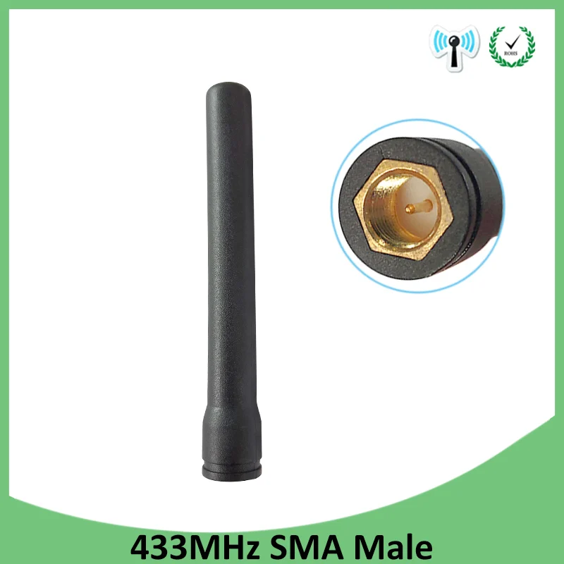 

433MHz antenna 3dbi SMA Male Connector 433 mhz antena rubber waterproof antenne IOT wireless watermeter Gasmeter Lorawan Emeter