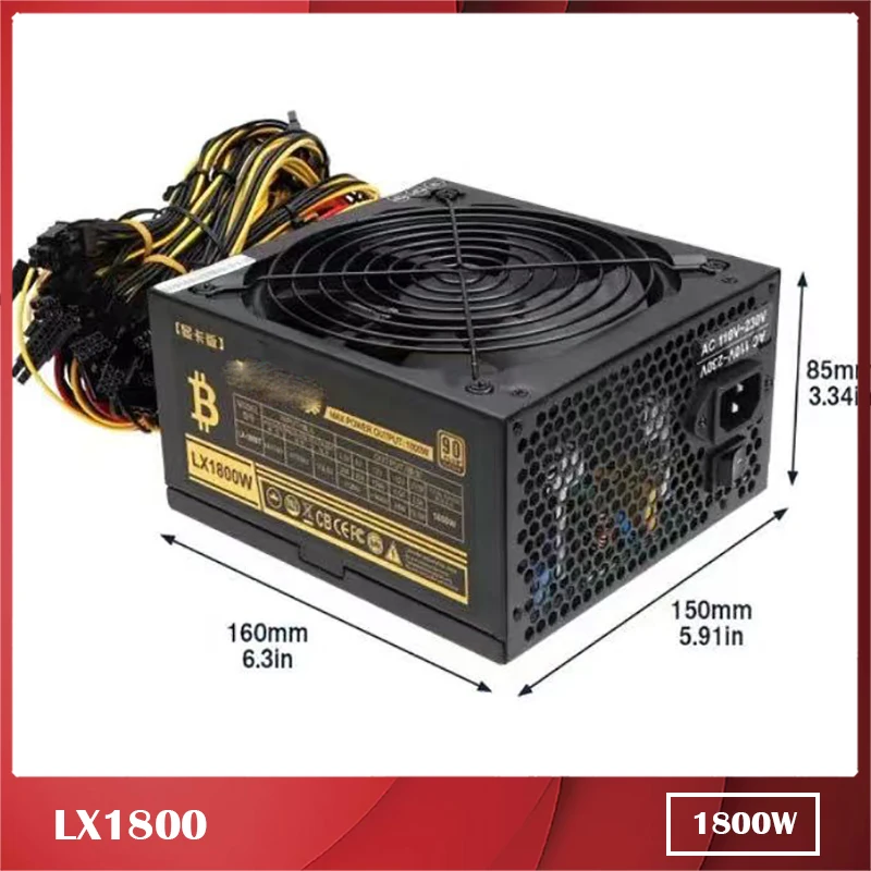 For JULONGFENGBAO LX1800W Dedicated Power Supply 1800W 180-240V 20+4PIN 4+4PIN 6+2PIN*16 IDE*3 SATA*8 100% Test Before Shipment