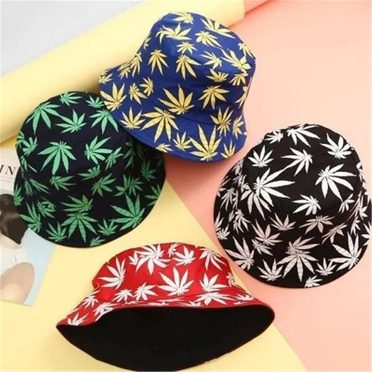 

Cotton Maple Leaf Fishing Hat Women Men Hip Hop Cap Printing Basin Hat Pure Hat Sun Flat Top Fisherman Hats Outdoor Fishing Hat