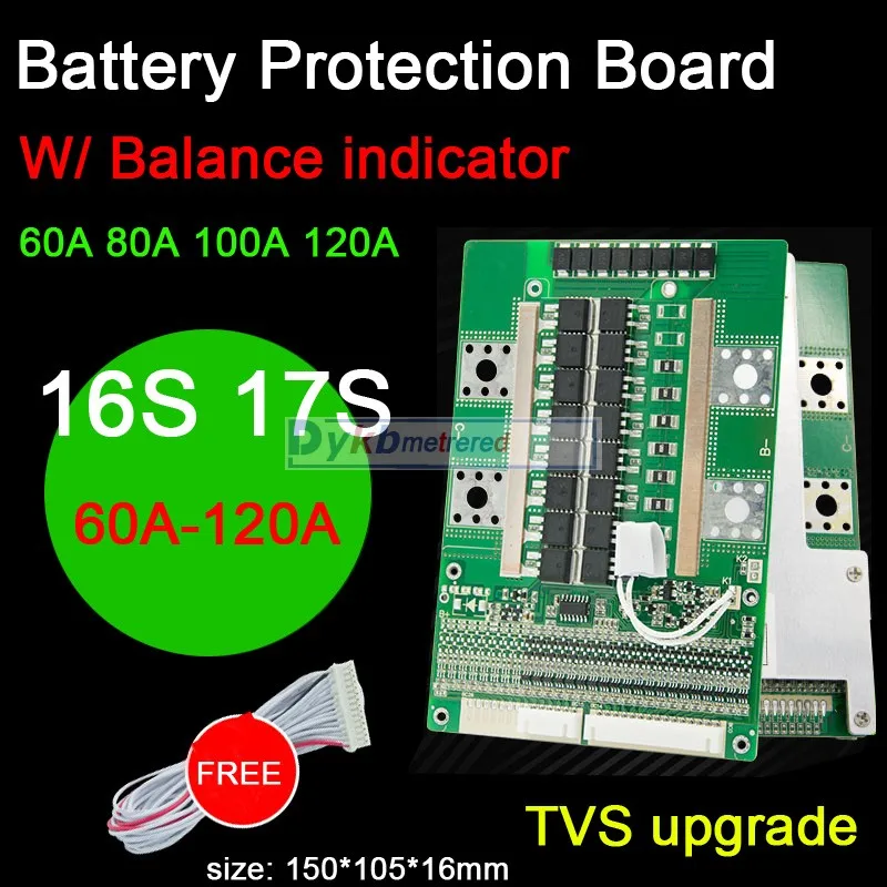 DYKB 17S 16 S 48V 60V Lifepo4 3 2 V li ion 7 Защитная плата литиевого аккумулятора BMS 60A 80A 100A 120A W