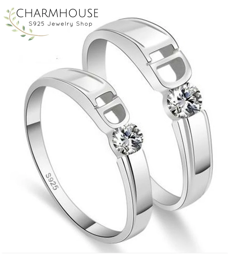 Обручальные кольца для влюбленных набор мужчин и женщин чистое серебро 925 кольцо