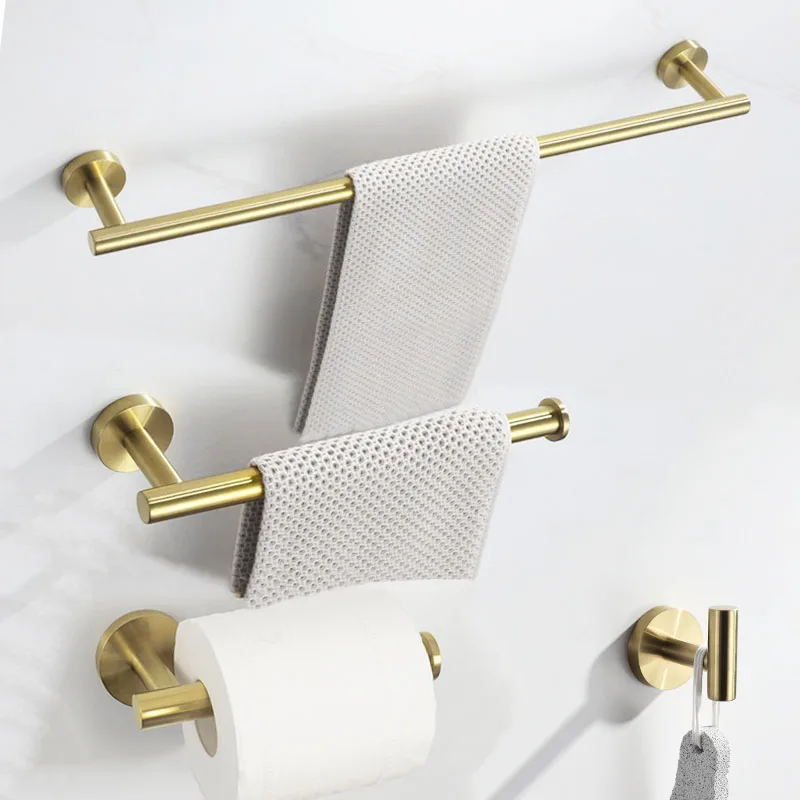 bathroom hardware set 4 piece bath accessories set wall mount includes 24 towel bar toilet paper holder towel ring hooks sus304 free global shipping