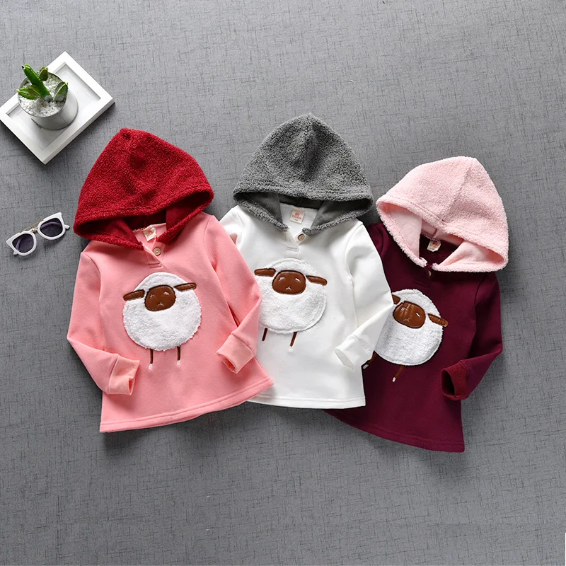Girls Hoodies Dress 2019 New Autumn Winter Kids Dresses for Thick Warm Cartoon Sheep Children Clothing Toddler Costume | Детская одежда