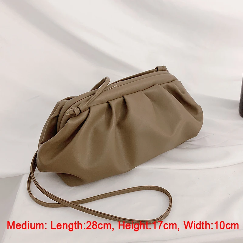 Khaki M Women Simple Dumplings Messenger Bag Designer Retro New Fashion Cloud Female Crossbody Shoulder Bag Tide Handbag Clutch Bag - Цвет: Khaki M