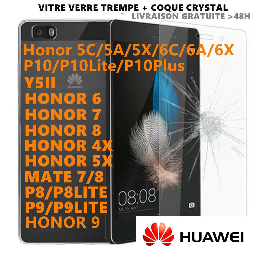 

Coque Housse Tpu For Huawei Y3 Y5 II Y6 Pro Y9 + Film Vitre Verre Trempe