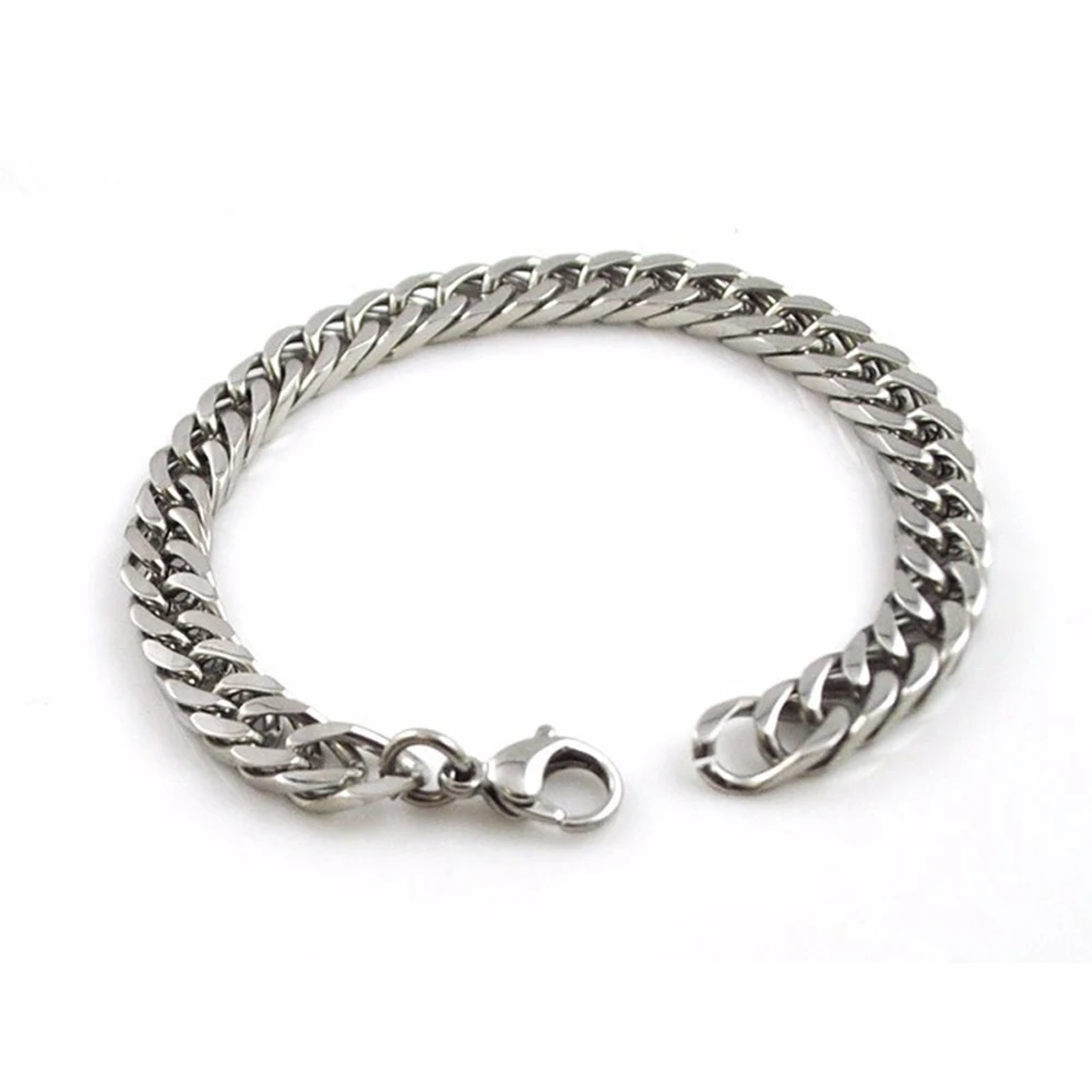 Мужской браслет из нержавеющей стали 8 14 мм позолоченный посеребренный кубинская