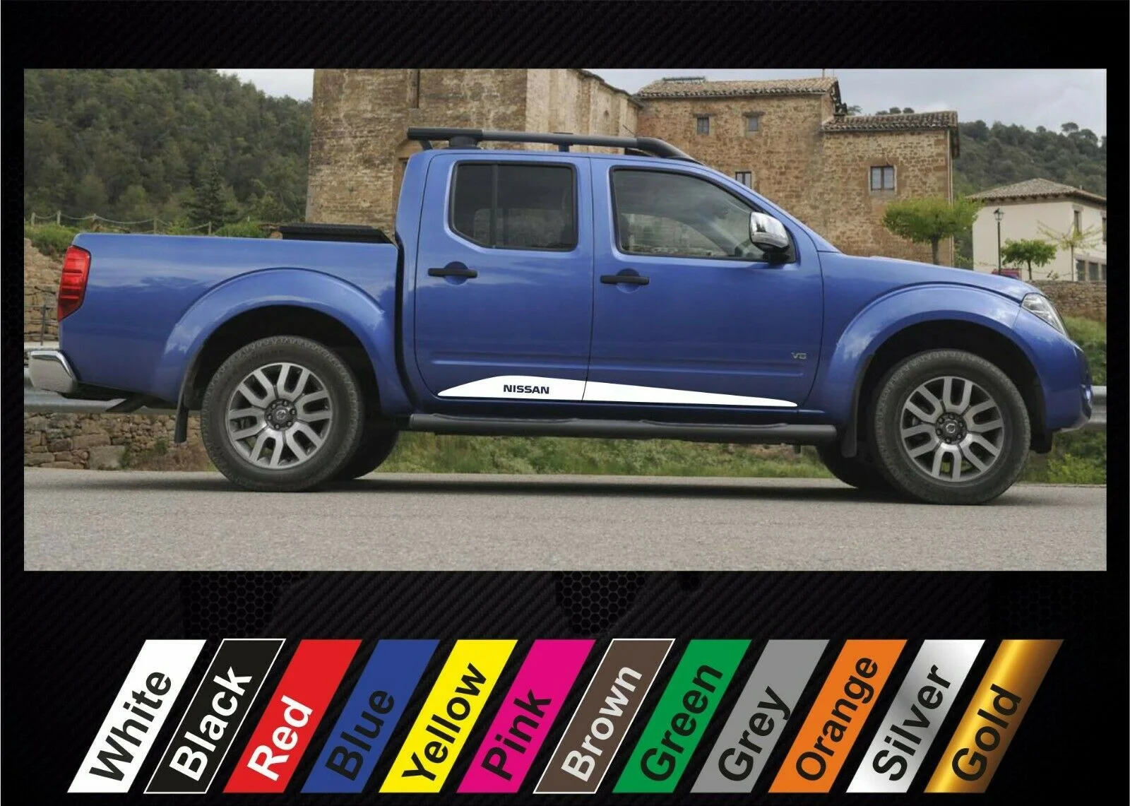 

Для x2 наклейки Nissan Navara графика боковая полоса наклейка #13