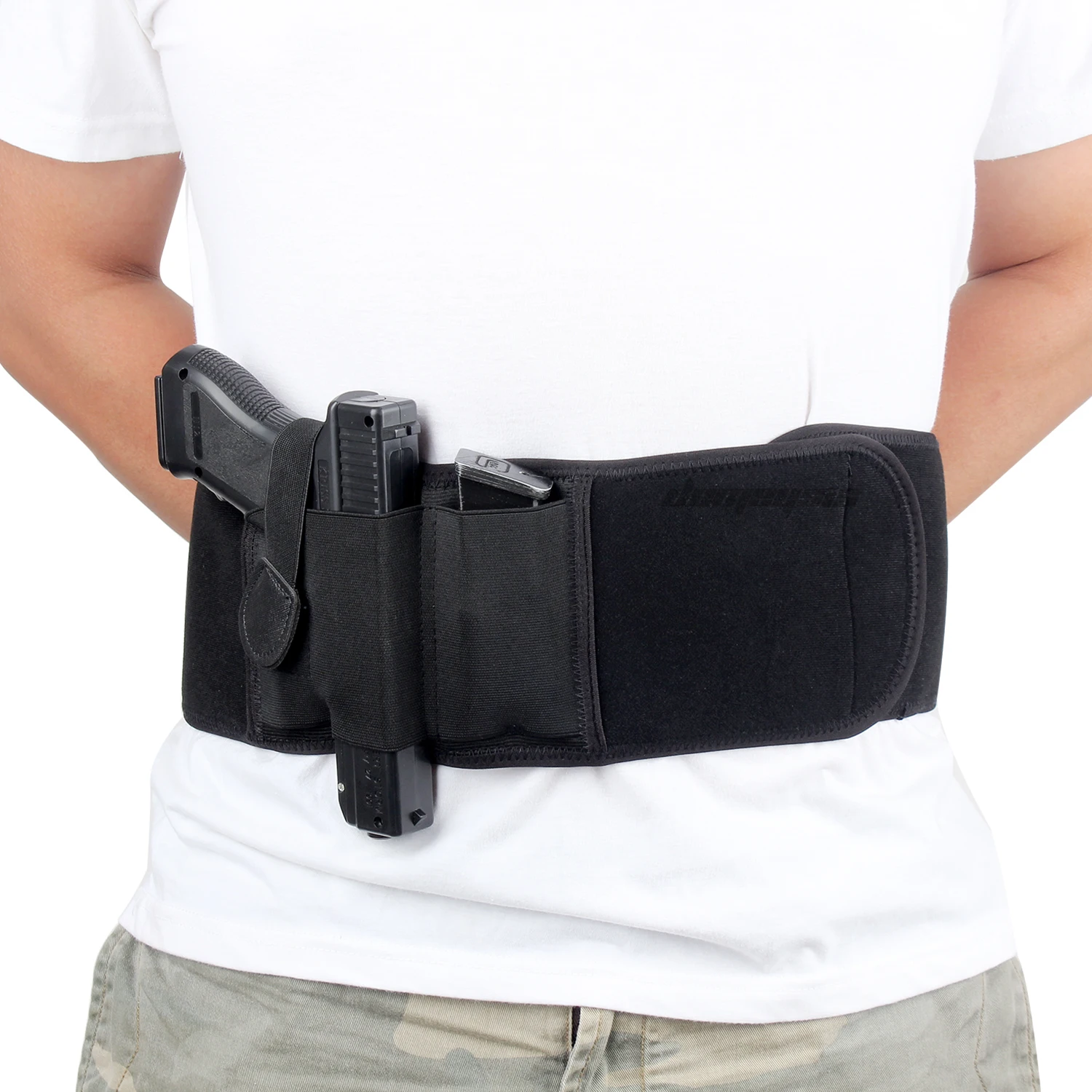 

Right / Left Hand Tactical Pistol Belly Band Holster Concealed Military Gun Pouch Airsoft Shooting Hunting Belt Holsters