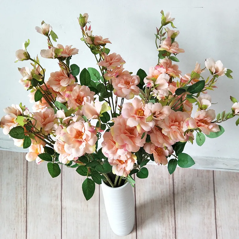 

3Pcs High Quality Artificial Silk Flower 7 Heads Simulation Roses Single Branch Bouquet For Home Wedding Decorative Flowers