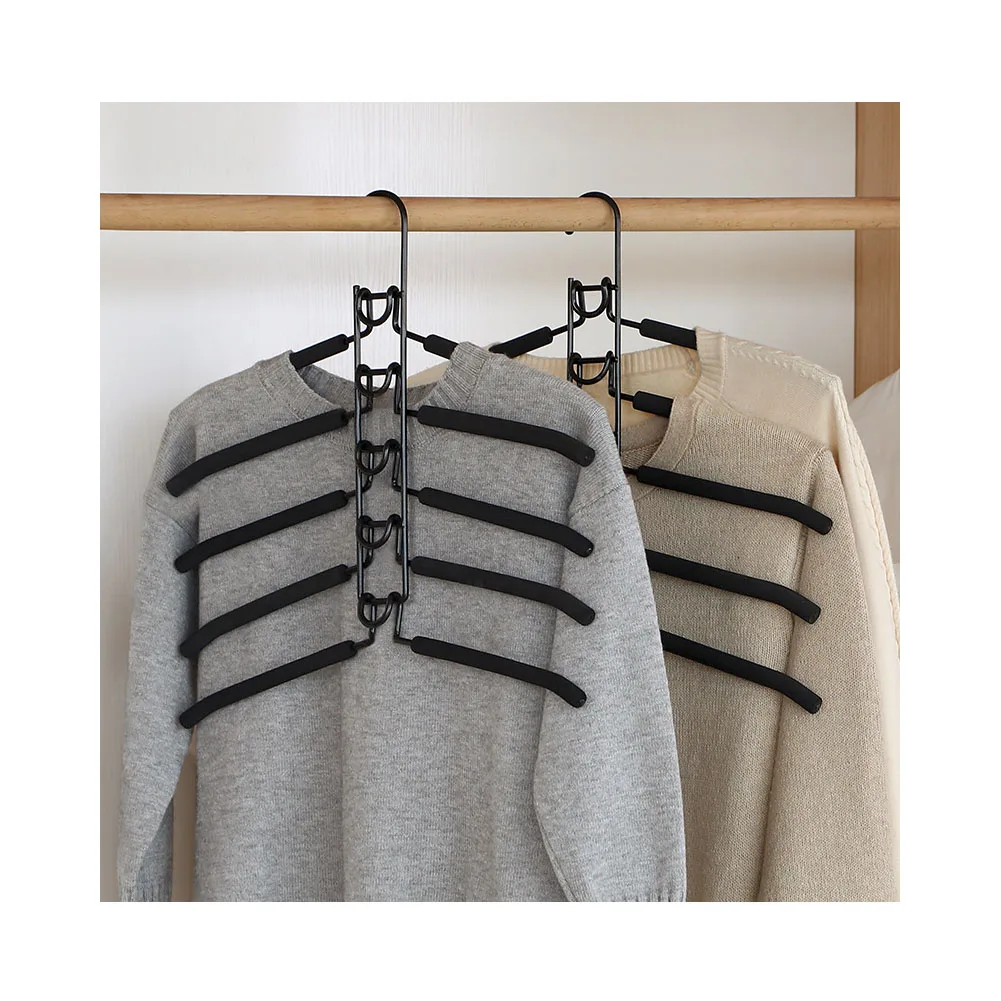 

5 In 1 Multi-Layer Clothes Hangers Space-Saving Multiple Non-Slip Hanger for Wardrobe DFK889