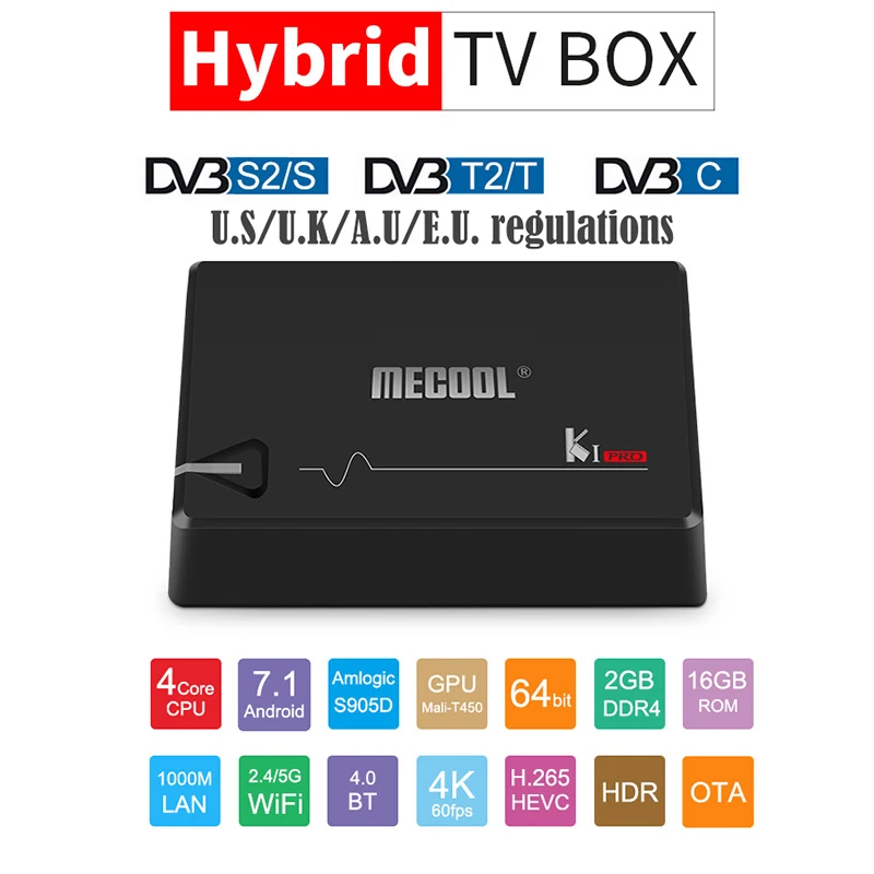 ТВ приставка MECOOL KI PRO с поддержкой 2 ГБ + 16 Amlogic S905D Quad DVB /DVB S2 S905D|ТВ-приставки и
