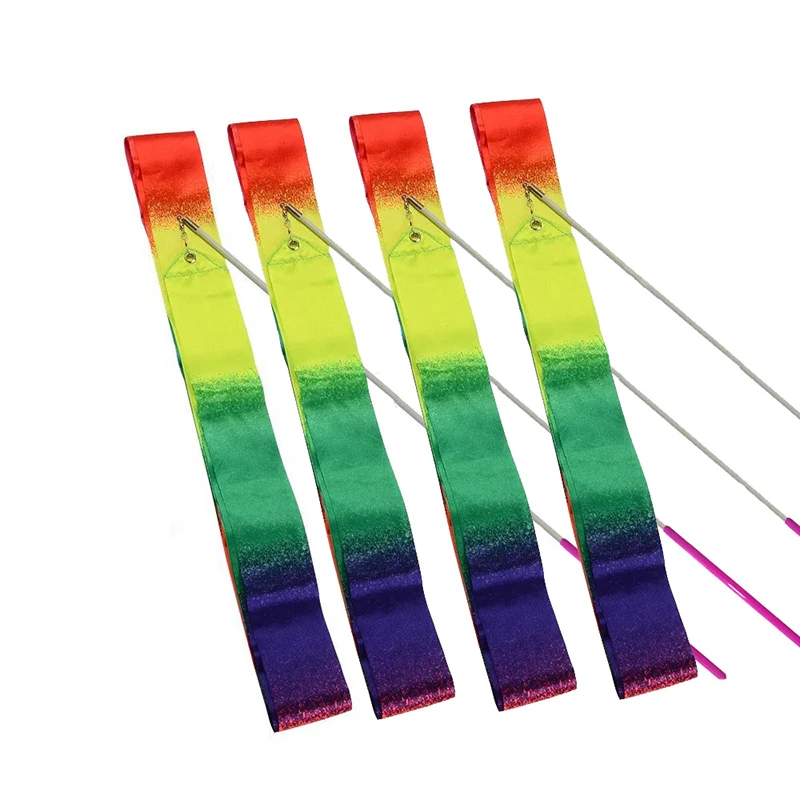 4 пачки м цветная лента для танцев ручная Радужная художественной гимнастики