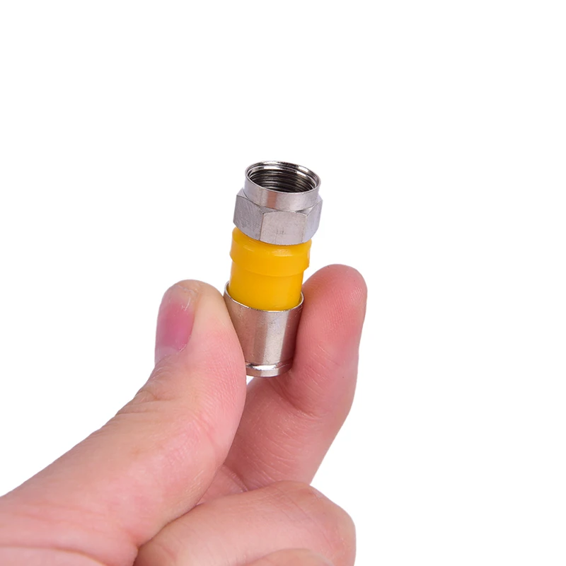 

10pcs Yellow RG6 F Type Compression 2.8cm Quality Snap Seal Plug Connector