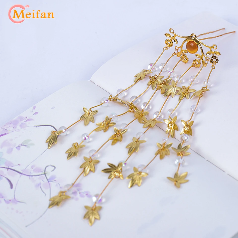 MEIFAN Китайская традиционная металлическая Золотая Серебряная Свадебная заколка