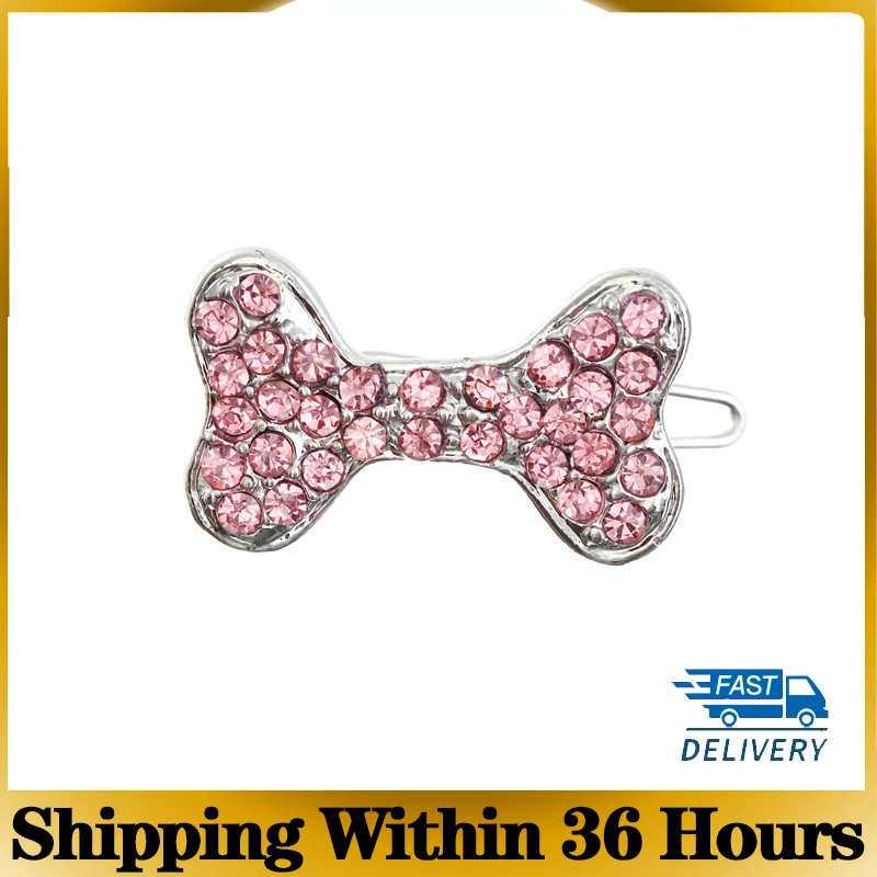 

Cute Hairpins Pet Lovely Hair Clips Bows For Puppy Dogs Cat Yorkie Teddy Pet Hair Decoration Pet Supplies Alloy Bone Rhinestone