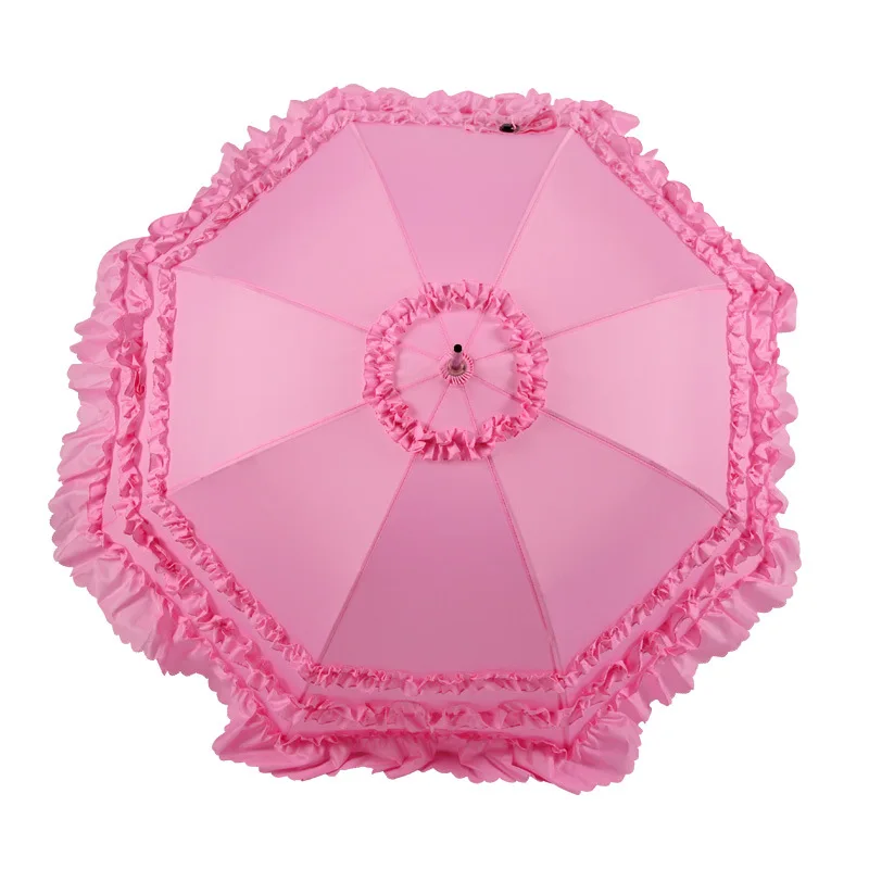 2021 Women Lace Wedding Sunny Rain Umbrella Long Handle Bridal Cute Princess Female Semi-automatic | Дом и сад