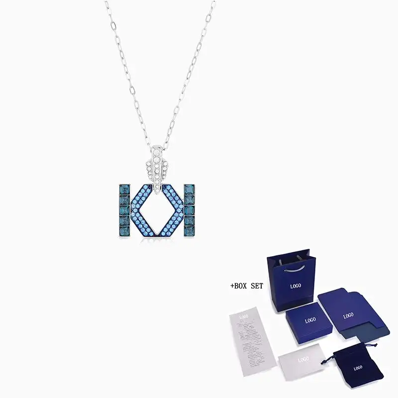 

Fashion SWA New Sparkling UFO Dial Platinum Necklace Charming Geometric Shape Decoration Ladies Romantic Jewelry High-End Gifts