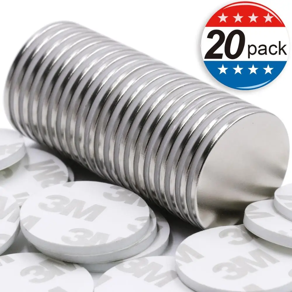 1000 шт. сильный Неодимовый дисковый магнит с двусторонним клеем 1 26 дюйма D x 0 08 H