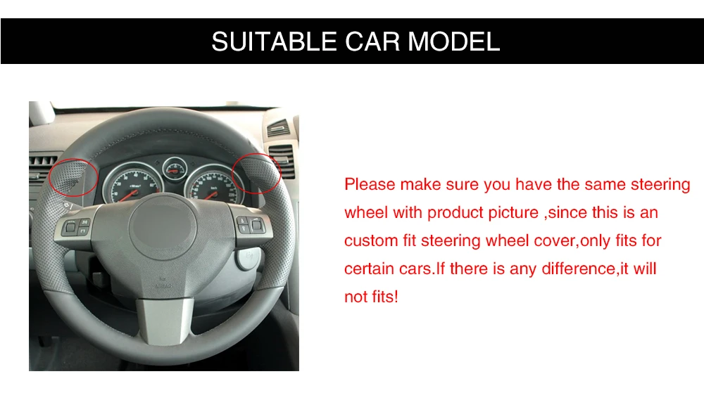 Черная накладка на руль из искусственной кожи для Opel Astra 2004-2009 Zaflra 2005- Signum 2005-2009 Vectra 2005-2009 Holden Astra
