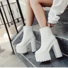 Женские ботинки на молнии спереди; обувь на высоком каблуке; качественные водонепроницаемые ботинки на платформе для ночного клуба; Sapatos Mulher; 2020