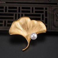 womens stylish brooches on clothes pearl apricot leaves 925 sterling silver plated gold color new items jewelry fashion 2022