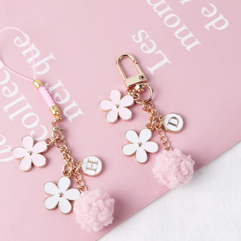 

Pink Flower Cute Bag Car Key Holder Keyring Gifts Fashion Trendy Keychain Lovely Ribbon Flower Keyring For Bag Parts Accessories