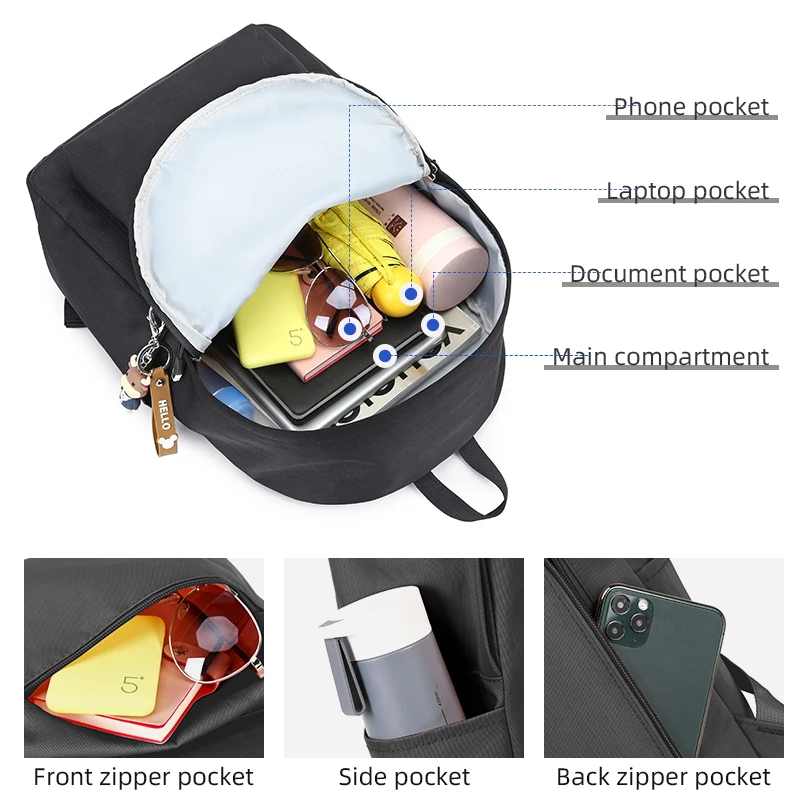 Fashion School Bag for Teenager Backpack for girls Male Canvas Backpack Laptop Backpacks College Student Mochila Backpack Female