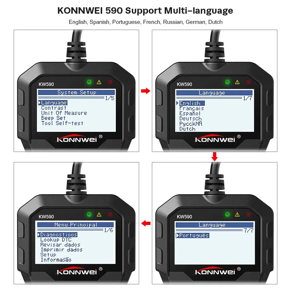OBD диагностический инструмент KONNWEI KW590 автомобильный считыватель кодов автомобильный OBD2 сканер Поддержка мультибрендовых автомобилей и языков