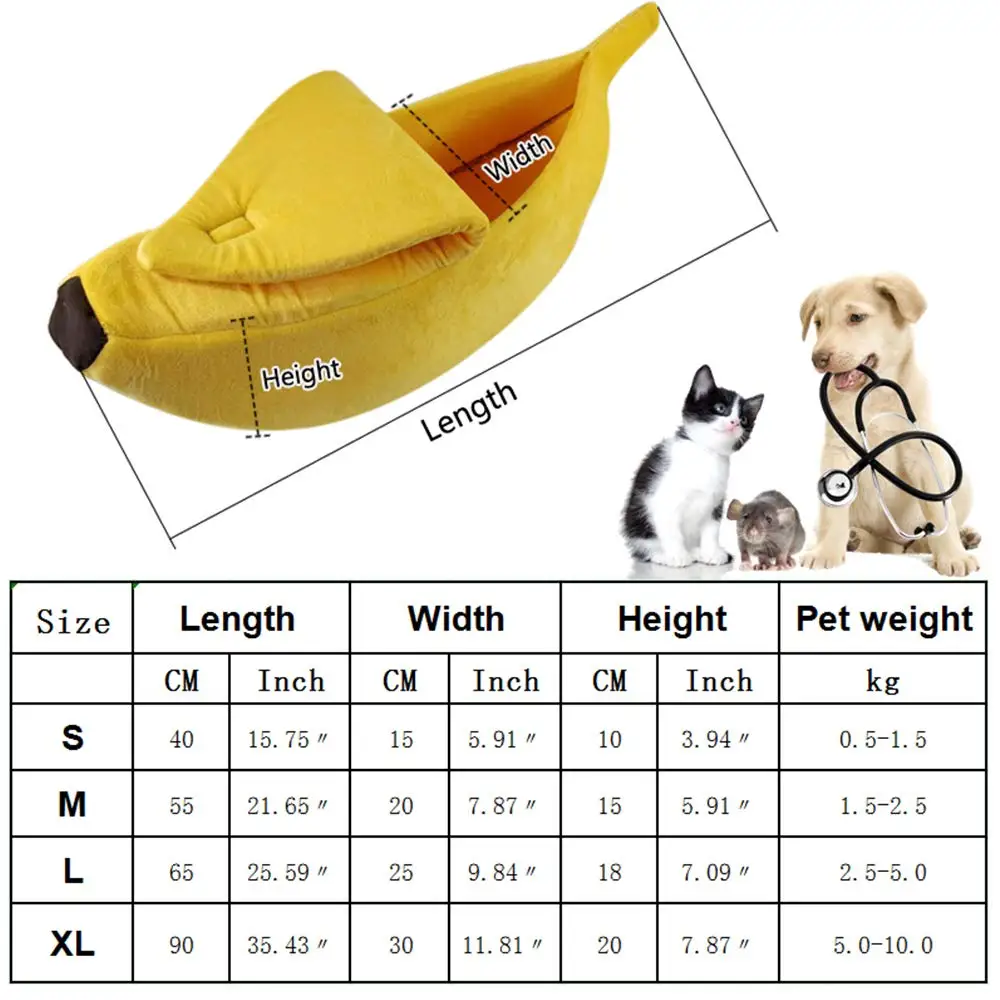 

Breathable Banana Cat Bed Fluffy Warm Pet Dog House Mat Funny Cozy Sleeping Kennel Doggy Puppy Cushion Basket Pet Supplies