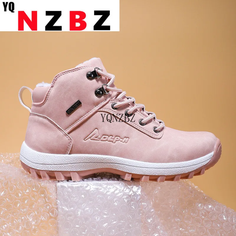 New Winter Women Boots High Quality Warm Fur Plush Sneakers Women Ankle Snow Boots Women Lace-up Ladies Shoes