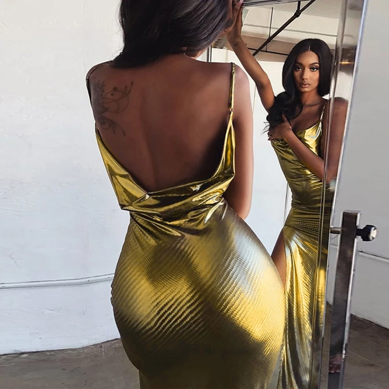 Сексуальное длинное платье с открытыми плечами без рукавов на бретельках весна