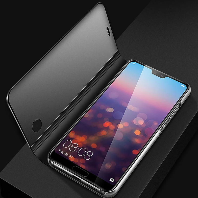 Зеркальный флип-чехол с покрытием для iphone 11Pro Max XR X 8 7 6 6s Plus, тонкий прозрачный чехол с окошком для samsung Galaxy S8 S7 S6 A7 A5