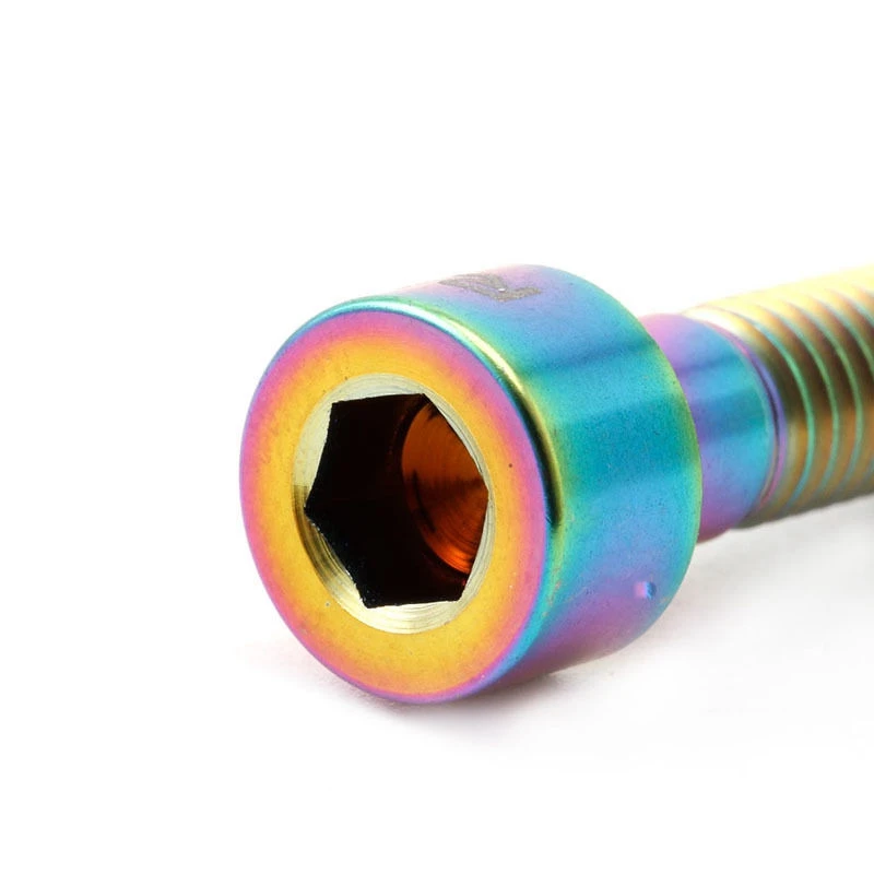 

Quality 2 Pcs M6X30mm Titanium Bolts for MTB Bicycle Column Headset Stem Cap Bolt Bike Screw Rainbow & Gold