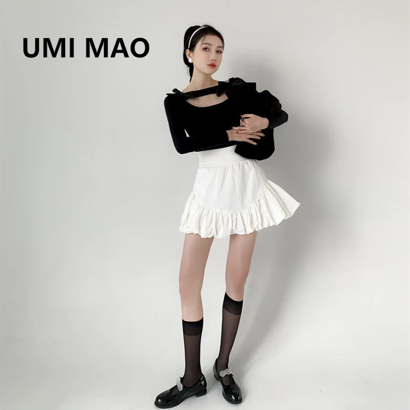 

UMI Мао 2021 лето новая соединенная пузырь бутон облако юбка модные, высокая талия, тонкие, а-силуэт, короткая нарядная Пышная юбка юбки Харадзю...