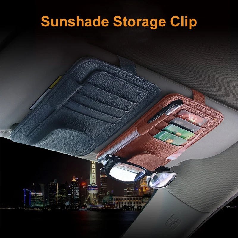 

Автомобильный Органайзер QHCP для солнцезащитного козырька, Карманный кожаный зажим для солнцезащитного козырька, сумки для хранения карт, з...