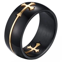 boniskiss mens womens stainless steel cross ring removable unique design black color 8mm men ring christian jewelry 2020