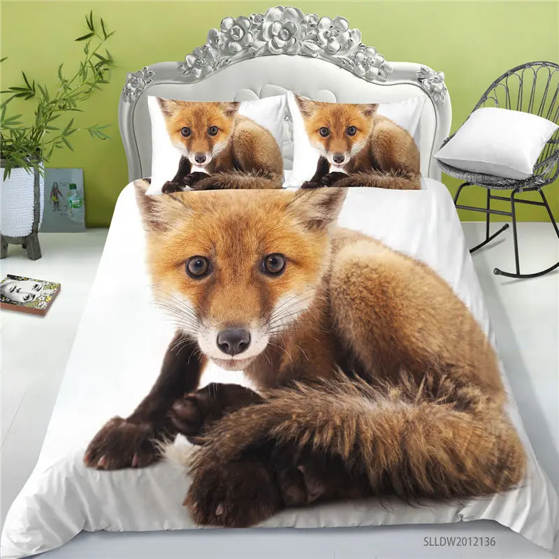 

Sunshine 3D Bedding Set Animal Panda Zebra Fox Duvet Cover Bedclothes Pillowcase Single Double Full King Queen Size