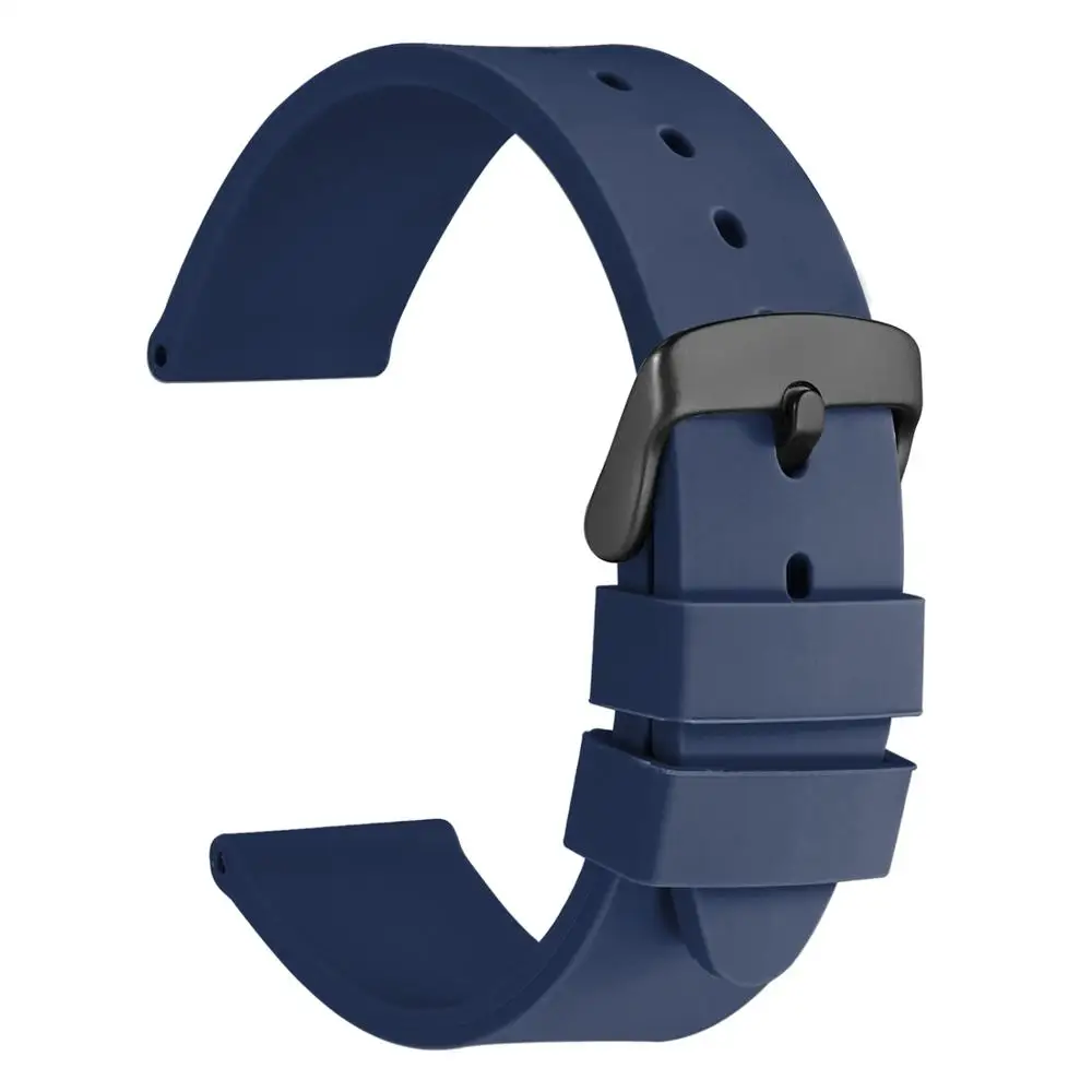 Blue-Black Buckle WOCCI силиконовый мягкий резиновый спортивный ремешок для часов 18 мм 20 мм 22 мм черный желтый синий Универсальный ремешок для часов Amazfit ремешок Bip - Цвет ремешка: Blue-Black Buckle