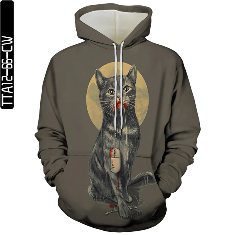 

Summer thin 3D printing cat men's and women's sweatshirts hoodies fashion hip-hop pullovers casual jogging fitness clothes