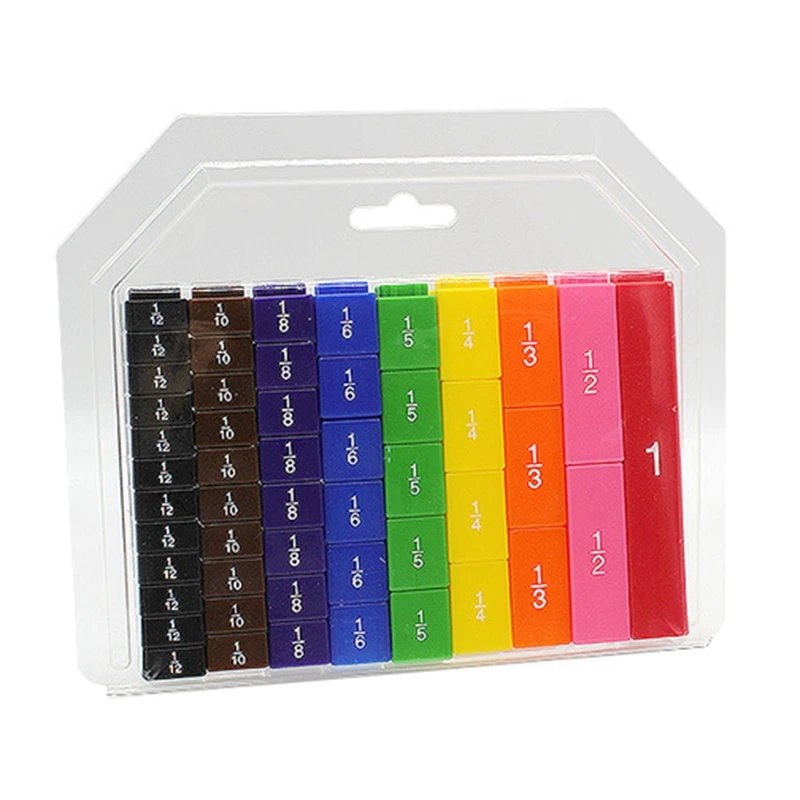 

51 Pieces Math Toys Kids Preschool Educational Rainbow Fraction Tower Toys Counting Rainbow Blocks