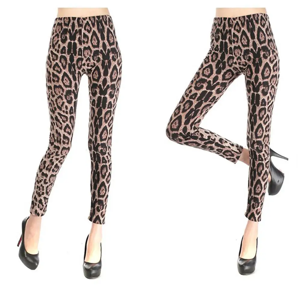 

80% Новое поступление 2021! Сексуальные женские эластичные узкие брюки с леопардовым принтом, модные леггинсы