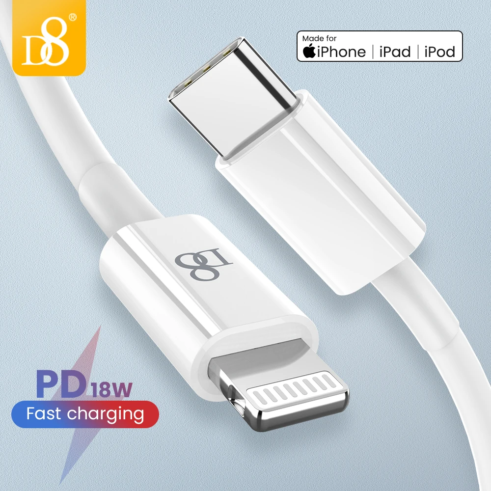 Кабель MFi USB Type C Lightning для iPhone12/SE/9/11/Xs/XR/8P PD 3A 18 Вт | Мобильные телефоны и аксессуары